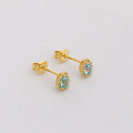 wholesale Metal material first, new fashion trend teardrop-shaped natural aquamarine earrings, ins versatile mini gemstone ear accessories-0-2