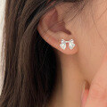 wholesale S925 Sterling Silver Sweet and Elegant Bow Ear Studs Women New Spring Summer High-end Earrings-0-0
