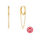 wholesale S925 Sterling Silver Classic Versatile Chain Hoop Earrings with Minimalist Fringe-0-5