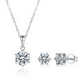 wholesale [9/14/18K White Gold Rose Gold] 10K Gold Jewelry Set Classic Minimalist Earrings Moissanite Ring Necklace-0-3