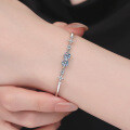 S925 Sterling Silver Adjustable Zirconia Double Star Bracelet-0-2