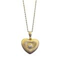 wholesale S925 Gold-Plated Heavy-Duty Vintage Brush-Finish Double-Sided Diamond-Inlaid Heart-Shaped National Style Fashion Pendant Necklace-0-4