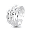 wholesale S925 Sterling Silver Hip-Hop Punk Style Irregular Multi-Layer Line Ring for Fashion Trendsetters, Unisex-0-4