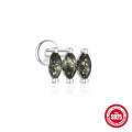 wholesale S925 Sterling Silver Oval Cat's Eye Agate Flat Head Threaded Ear Cartilage Stud-0-9