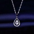 wholesale S925 Silver Korean Japanese Style Elegant Vintage Necklace Pendant with Micro-Inlaid Teardrop Collarbone Chain Trendy Accessory-0-5