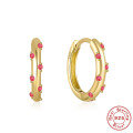 wholesale S925 Sterling Silver Classic Colorful Diamond-Encrusted Hoop Ear Clasp Earrings, a popular。-0-12