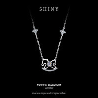 S925 Silver Cross-Border Wholesale Fairy Tale Moissanite Pony Necklace-S925 sterling silver with 30-point moissanite  Adjustable