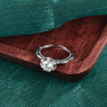 Sterling Silver Moissanite Princess Rose Ring, Luxe Bridal Bouquet Jewelry-0-0