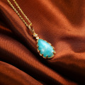 wholesale S925 Sterling Silver Waterdrop Amazonite Vintage Style Pendant, Rhombus Combination Necklace for Layering-0-2