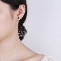 wholesale S925 Sterling Silver Korean Dongdaemun Minimalist Black Zircon Earrings with Retro Simple Elegance-0-3