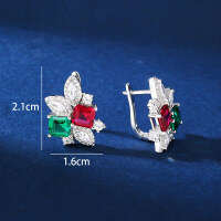 wholesale S925 Sterling Silver New Enzela Simulated Emerald Zircon Stud Earrings for Women Wholesale Factory-ear pat