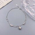 wholesale S925 Sterling Silver Fashion Ins Style Patchwork Three-Dimensional Heart Minimalist Silver Bracelet, Small and Exquisite Temperament Versatile Peach Heart Accessory-0-0