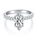 wholesale S925 Silver Plated 18K Gold 2-Carat 6*12mm Classic Marquise Moissanite Ring for Cross-Border Independent Stores-0-0
