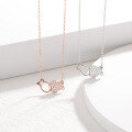 wholesale Rose Gold Plated S925 Sterling Silver Pisces Necklace for Women, Minimalist and Unique Design, Delicate Pendant Collarbone Chain-0-5