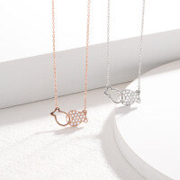 wholesale Rose Gold Plated S925 Sterling Silver Pisces Necklace for Women, Minimalist and Unique Design, Delicate Pendant Collarbone Chain-Rose gold necklace 925 silver