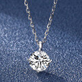 wholesale S925 Sterling Silver Wholesale 1 Carat D Color Moissanite Pendant with Diamond Accents Classic Four-Prong Necklace for Women-0-0