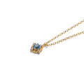 wholesale Metal: 925 silver plated with 14K gold Wholesale direct from manufacturer, Korean style small and minimalist beaded edge hollowed-out necklace with blue topaz pendant collarbone chain-0-4