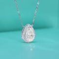 wholesale S925 Sterling Silver Waterdrop Pear Moissanite Diamond Necklace for Women, Light Luxury Micro-Set Princess Pendant, Ins Accessory Decoration-0-2