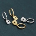wholesale S925 Silver Square Geometric Women's Zircon Ear Hoop Ear Clasp, Small Design, High-End, Ins Style, Elegant Earrings-0-1