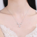 wholesale Titanium Steel Cross-border TikTok Journey with You Moissanite Necklace, Minimalist Design Small Four-Prong Antler Pendant Women's Wholesale-0-3