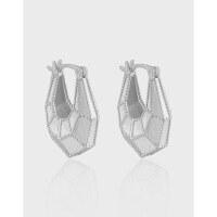 wholesale S925 Sterling Silver Korean Version Minimalist Fashion Irregular Cut Bead Carved U-Shaped Design Earrings Ear Clips for Women-18K gold 925 silver