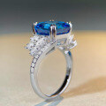 wholesale S925 Sterling Silver New Deep Blue Sapphire Ring for Women with Full Diamond Extravagant Setting Original Design High Carbon Diamond Zircon Ring-0-1