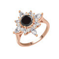 wholesale 18K Gold & S925 Sterling Silver Flower Ring Fashionable and Sophisticated 1 Carat Moissanite Diamond Ring-0-15
