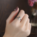 wholesale S925 Sterling Silver Korean Japanese Style Chain Love Crown Ring Creative Unique Fashion Versatile Index Finger Ring for Women-0-2
