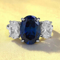 wholesale S925 Silver New Oval 8*11mm Sapphire Ring for Women, Fashionable and Versatile European Style-R612 Blue Diamond No. 6