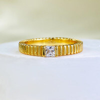 wholesale Metal: 925 Sterling Silver Zoe Fan Jewelry New Ins Grosgrain Straight Grain Ring Daily Wear Versatile Style-R976 Gold Ring Size 5