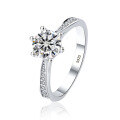 wholesale S925 Silver Classic Six-Prong D Color Moissanite Ring for Women, T-Style Engagement Wedding Ring, Ready-to-Ship Wholesale-0-7