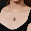 wholesale 925 Sterling Silver Plated Moissanite Hollow Egg Pendant Necklace for Cross-BorderLive Streaming Fashion Women's Pendant Necklace-0-3