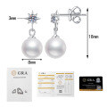 Sterling Silver Moissanite Shell Pearl Stud Earrings, New Fashion Luxury Wholesale-0-4