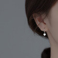 wholesale S925 Sterling Silver Korean Style Minimalist Short Lovable Heart Pendant Smooth Cute Earrings M00218-0-0
