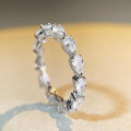 wholesale S925 Sterling Silver Cross-Border Hit European and American Fashion Women's Single-Row Waterdrop Full Diamond Pear-Shaped Diamond Ring Jewelry Wholesale-0-2