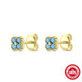wholesale S925 Sterling Silver Inlaid with Diamonds, Turquoise Petal Earrings, Ins Style, Popular in Europe and America, Small Accessories-0-5
