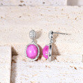 wholesale S925 Silver Cultivated Star Ruby and Sapphire Designer Earrings, Light Luxury Style Gemstone Ear Studs-0-2