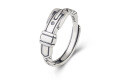 wholesale S925 Sterling Silver Vintage Inspired Open-ended Chain Belt Buckle Ring with Antique Finish-0-5