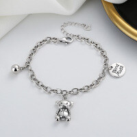 wholesale S925 Sterling Silver Multi-Element Accessories Cartoon Bear Bracelet Cute Minimalist Niche Versatile Women's Hand Jewelry-140S/approximately 11.9 grams 925 silver