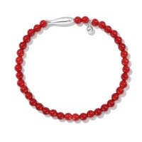 wholesale 925 Sterling Silver Red Agate Bracelet for Women, Natural Red Agate Beaded Bracelet, Elegant and Chic Accessory for Good Luck and Style-Silver Red Agate DY150412-SS-RD 925 Silver