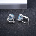 wholesale S925 Silver Cold Style Natural Stone Earrings, Triangular Sky Blue Topaz Gemstone Ear Drops-0-3