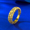 wholesale S925 silver gold-plated wheat braided brushed ring with Italian craftsmanship, the same style as Xiaohongshu-0-5