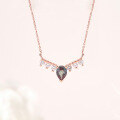 wholesale S925 silver rose gold plated, unique pear-shaped lab-changing sapphire necklace-0-1
