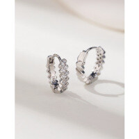 wholesale S925 Sterling Silver Diamond-Studded Earrings for Women, Hoop Earrings with a Luxurious and Advanced Feel, Minimalist Circle Earrings, Niche Design, Elegant Hoop Ear Closures-Circle earrings platinum &gt; 925 silver