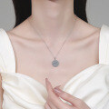 S925 Sterling Silver Moissanite Sunflower Pendant Necklace-0-2