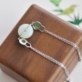 wholesale 925 Sterling Silver Inlaid Peace Knot Natural Hetian Jade Bracelet, Niche Design, Retro Style, Jade Jewelry Gift-0-2