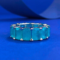 wholesale 925 Sterling Silver, 5*7 Oval Paraiba Stone Row Diamond Ring, Fashion Commuter Ring-R283 Paraiba Ring No. 8