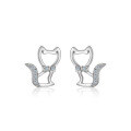 wholesale 925 Sterling Silver Hollow-Out Fox Stud Earrings for Women, Exquisite and Petite, Hypoallergenic for Fresh Piercings, Personalized and Elegant with Micro-Paved Zirconia Ear Jewelry-0-4