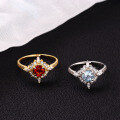 wholesale 925 Silver Light Luxury High-end Japanese Style Full-Zirconia Pomegranate Sky Blue Ring, Versatile and Elegant Index Finger Ring-0-0