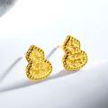 24K Gold Plated Silver Needle Copper Ear Stud with Gourd and Compass Design-0-1